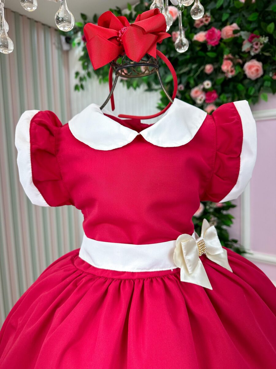 Vestido Infantil Blogueirinha Natal Camile Vermelho
