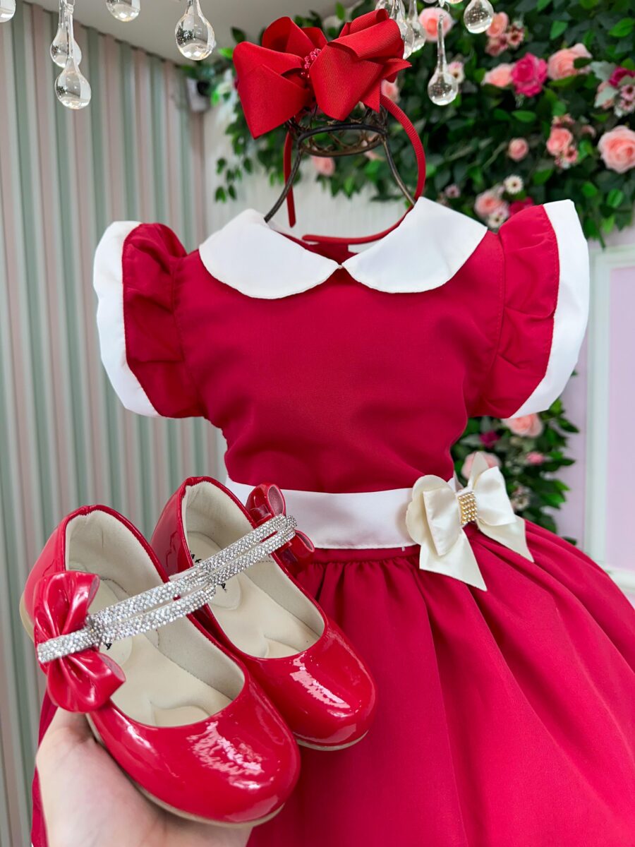 Vestido Infantil Blogueirinha Natal Camile Vermelho
