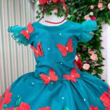 Vestido Infantil Marie Lola Verde Florido Natal