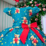 Vestido Infantil Natal Milena Marie Ursinhos Verde