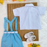 Conjunto Infantil Camisa Branca Short Suspensório Gravata