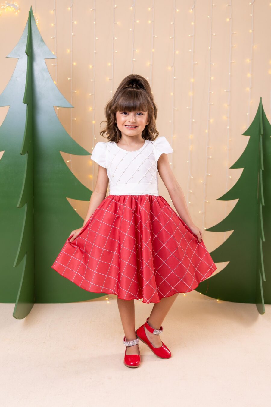 Vestido Infantil Banana Club Jamile Saia Vermelha