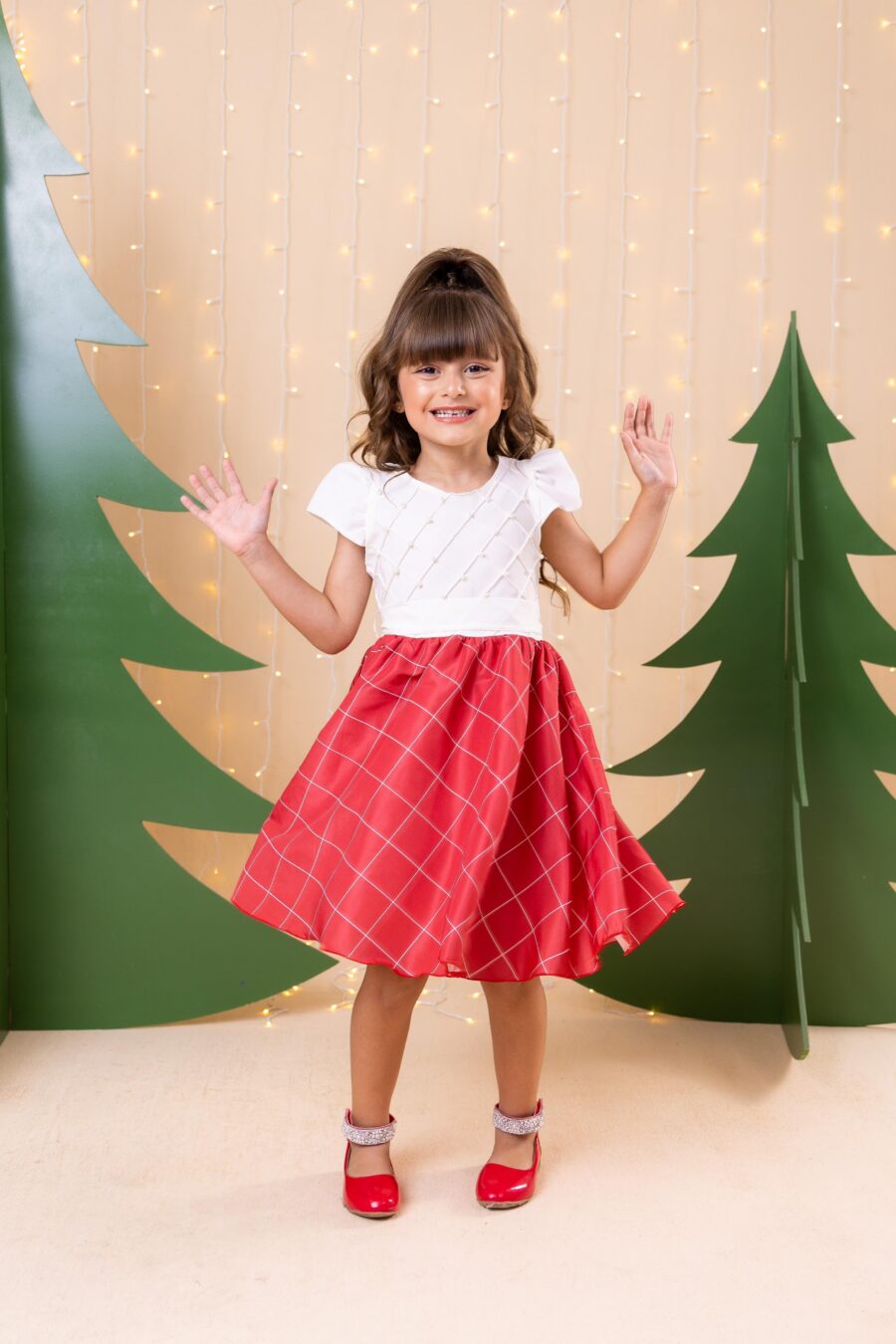 Vestido Infantil Banana Club Jamile Saia Vermelha