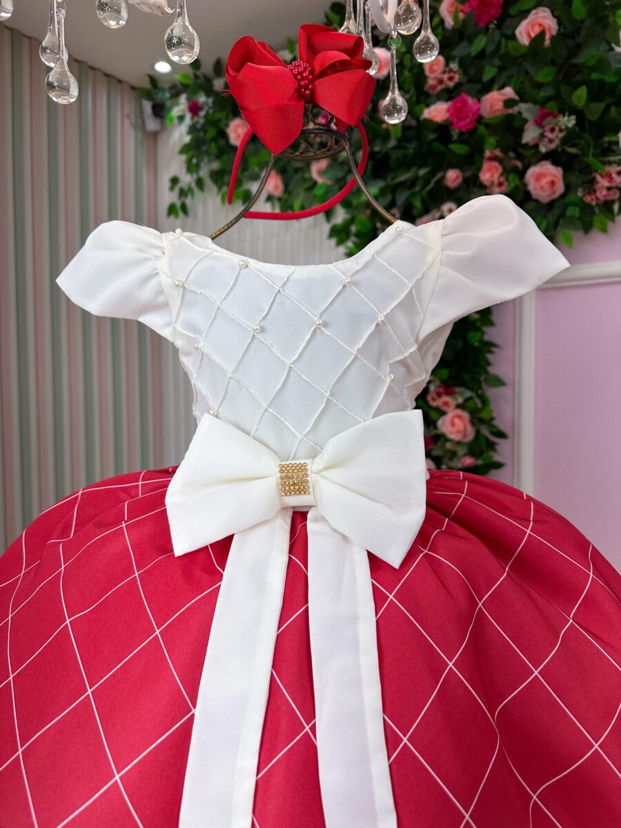 Vestido Infantil Banana Club Jamile Saia Vermelha