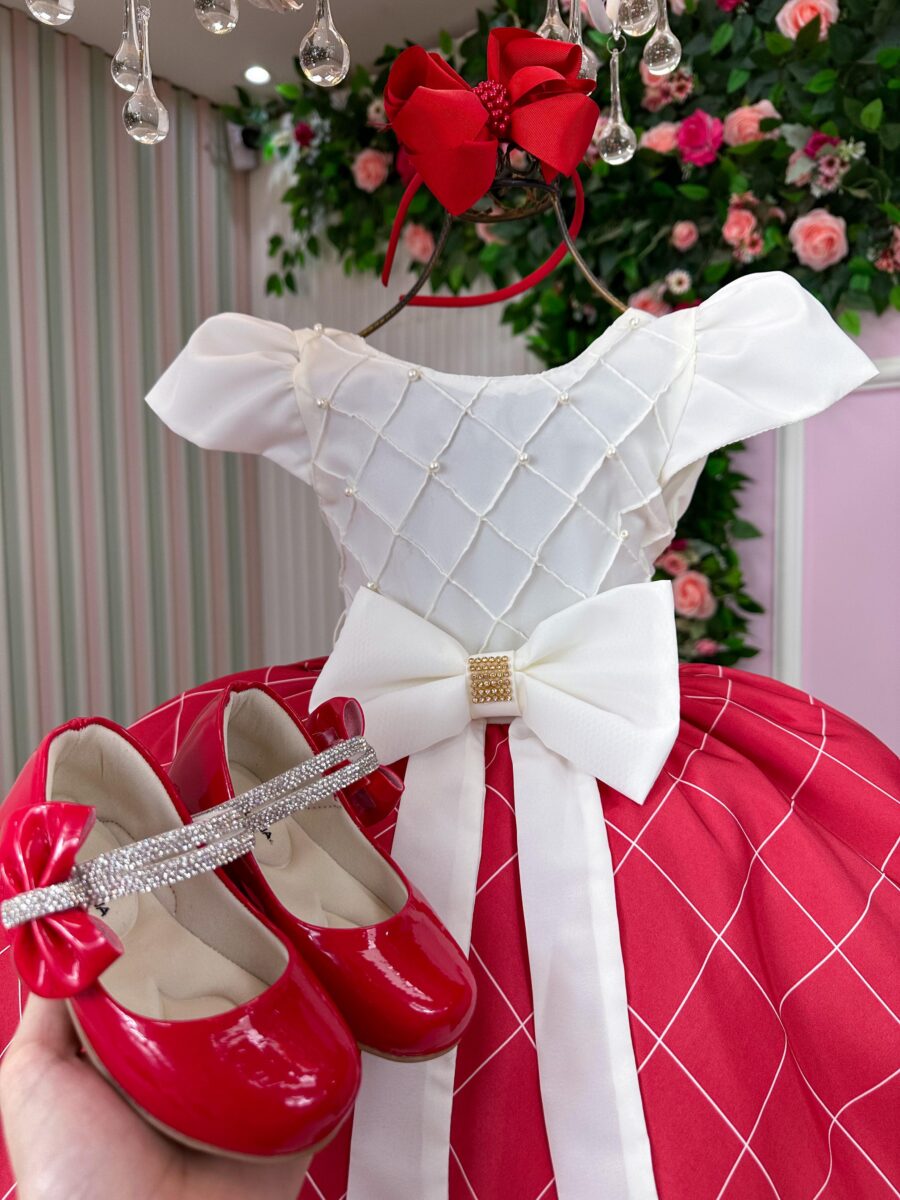Vestido Infantil Banana Club Jamile Saia Vermelha