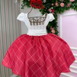 Vestido Infantil Banana Club Jamile Saia Vermelha