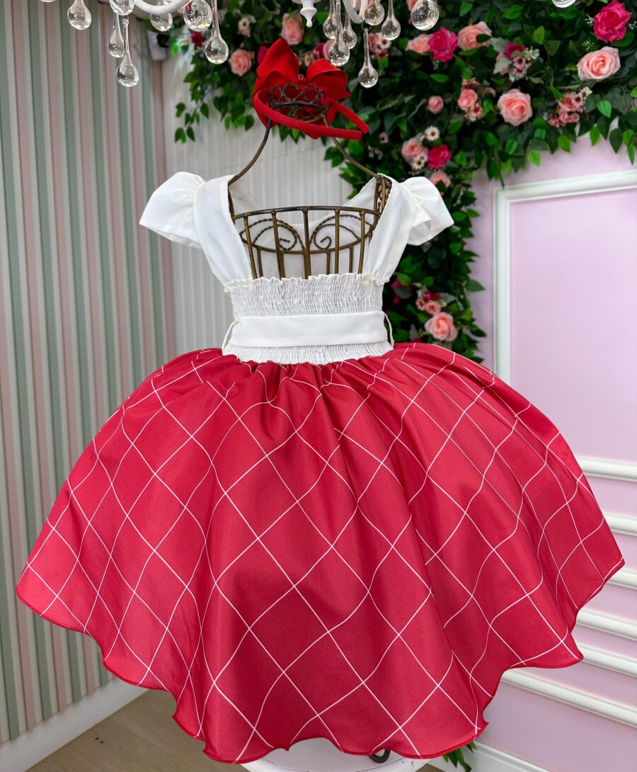 Vestido Infantil Banana Club Jamile Saia Vermelha