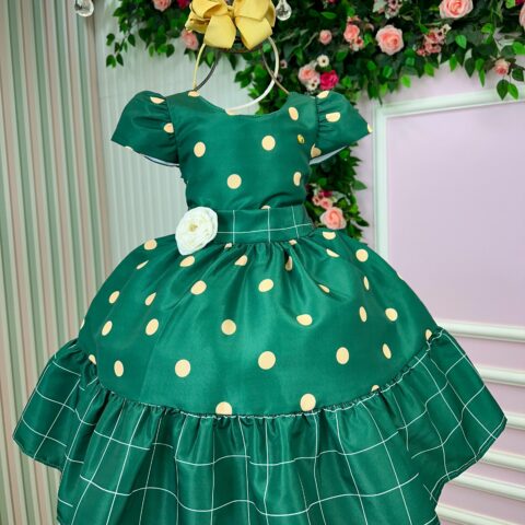 Vestido Infantil Natal Banana Club Teresa Verde