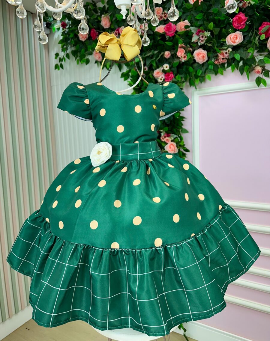 Vestido Infantil Natal Banana Club Teresa Verde