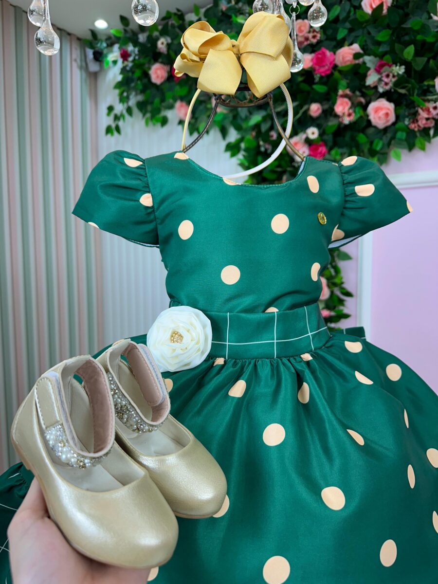 Vestido Infantil Natal Banana Club Teresa Verde