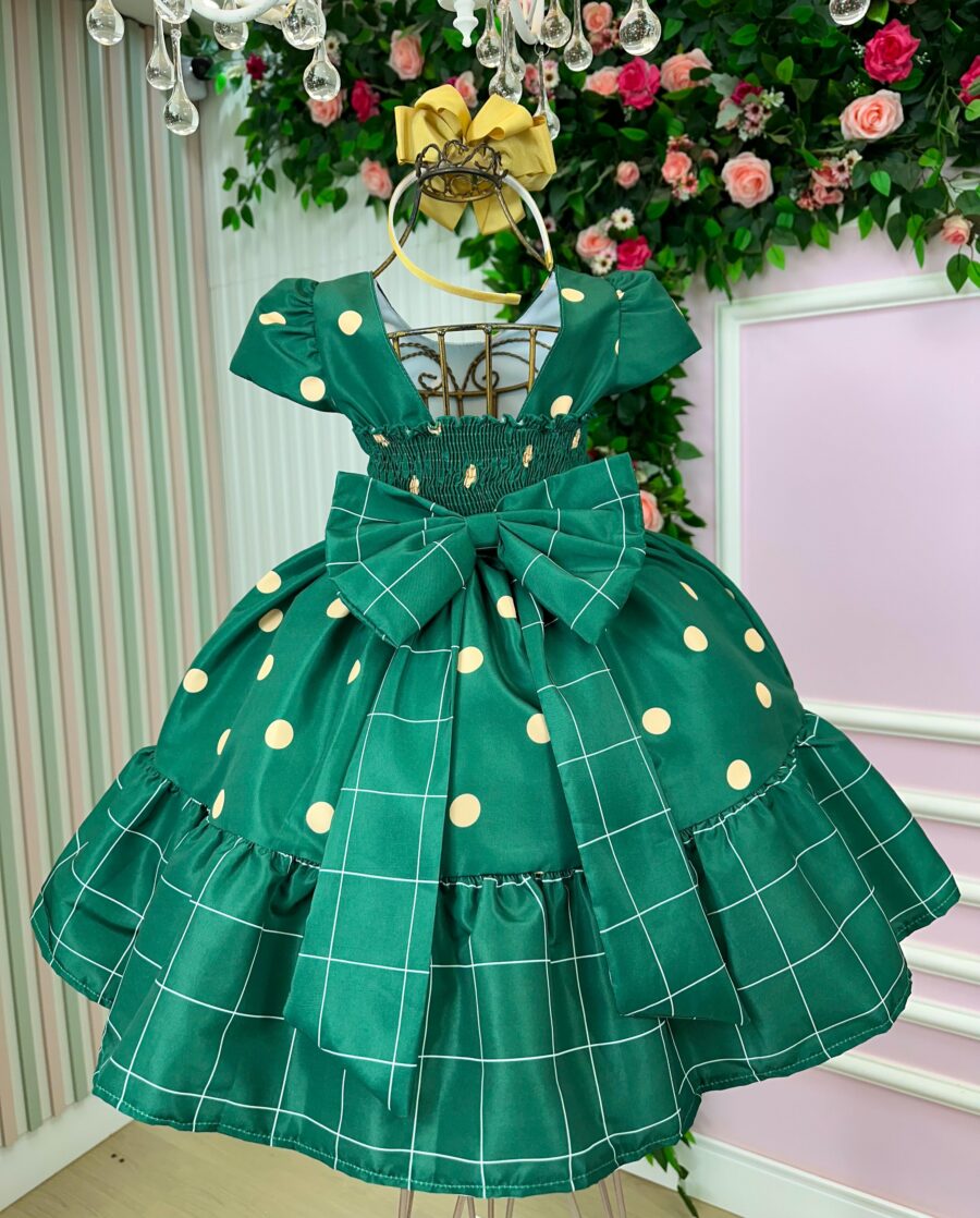 Vestido Infantil Natal Banana Club Teresa Verde