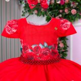 Vestido Infantil Natal Melina Mimadine Vermelho Microfibra