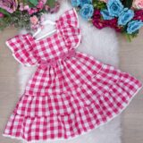 Vestido Infantil Banana Club Aline Xadrez Rosa