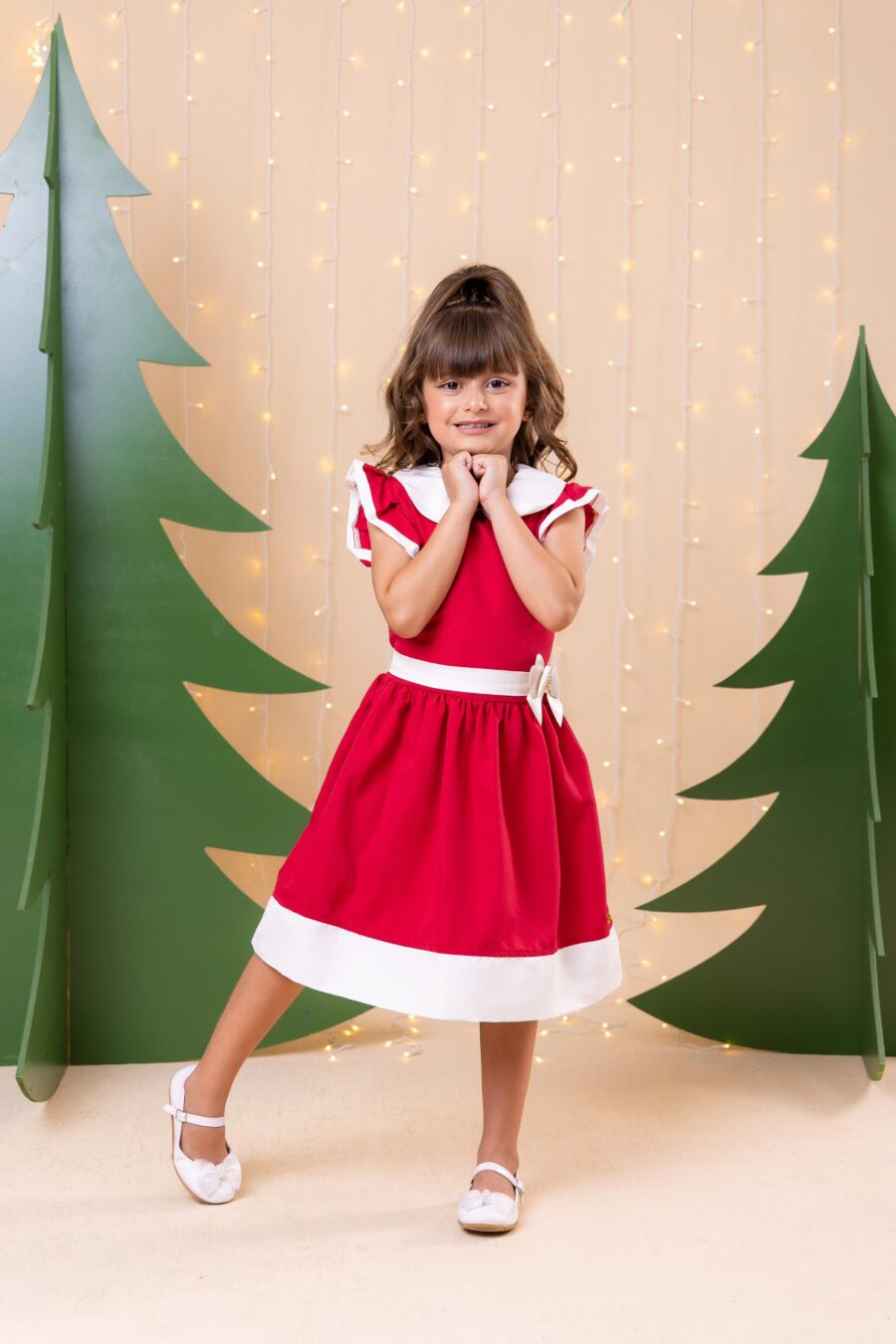 Vestido Infantil Blogueirinha Natal Camile Vermelho