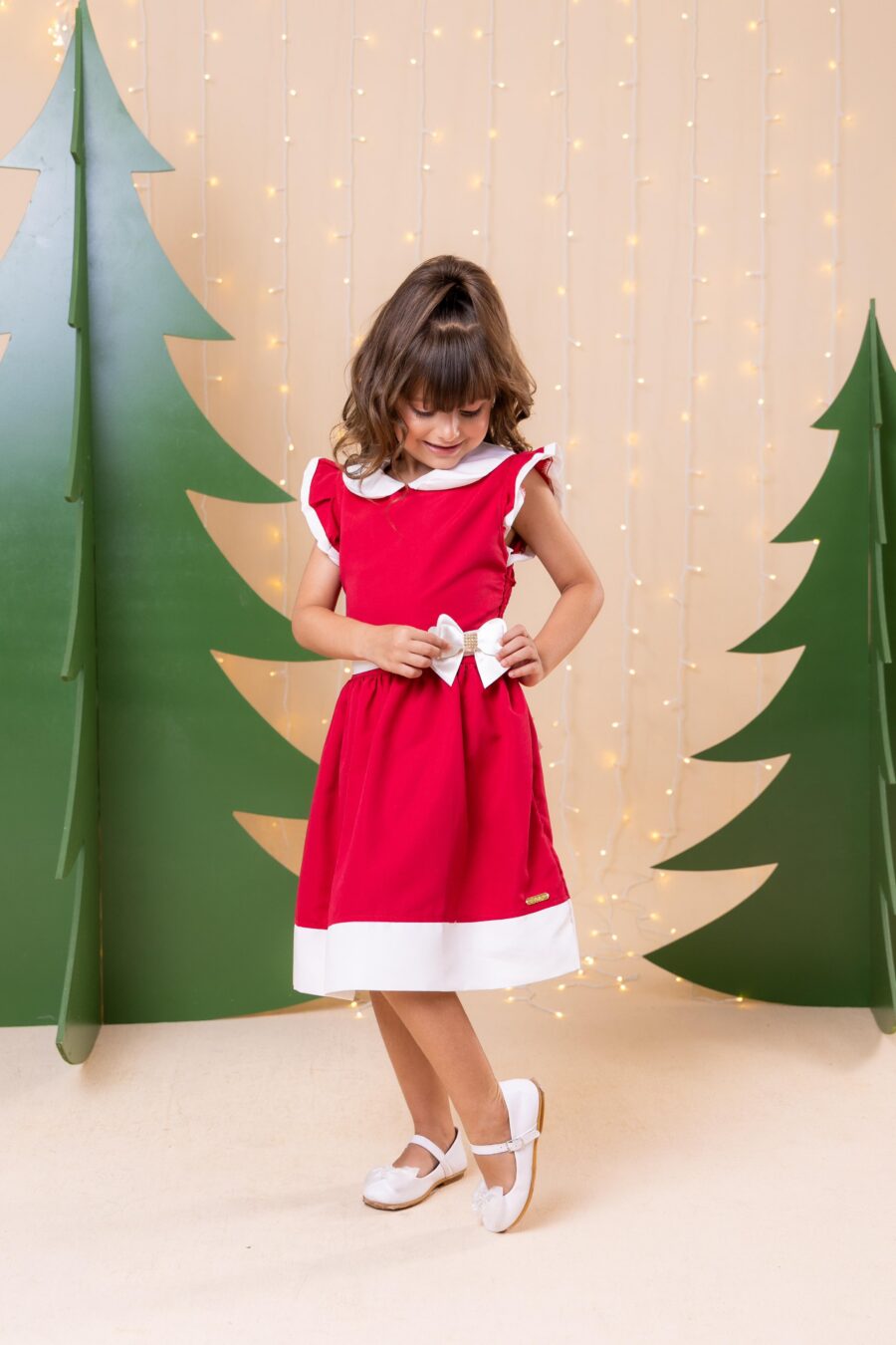 Vestido Infantil Blogueirinha Natal Camile Vermelho