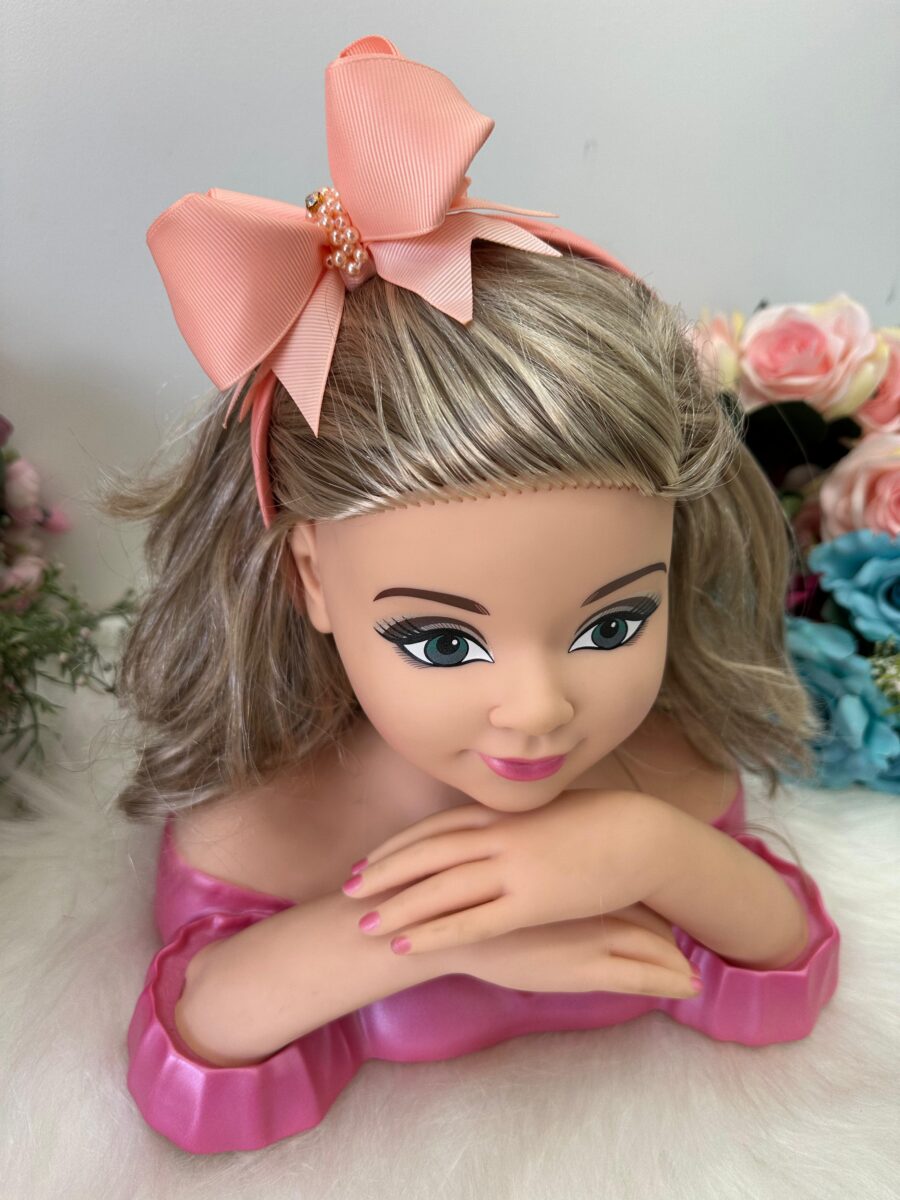 Tiara Infantil Belli Bianca Pêssego com Pérolas e Strass