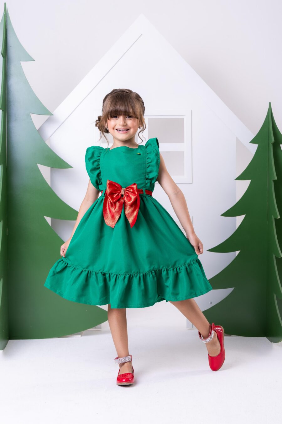 Vestido Infantil Blogueirinha Natal Natali Verde