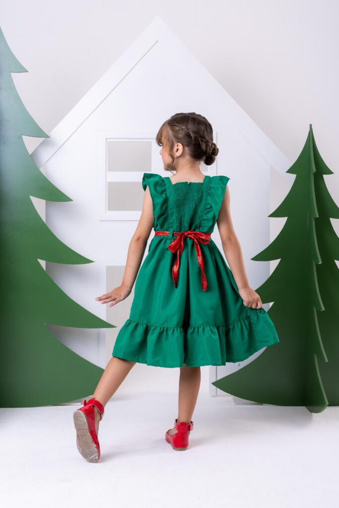 Vestido Infantil Blogueirinha Natal Natali Verde
