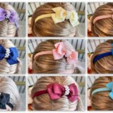Faixinha de Cabelo Bebê Fofura Laço de Gorgurão com Pérolas