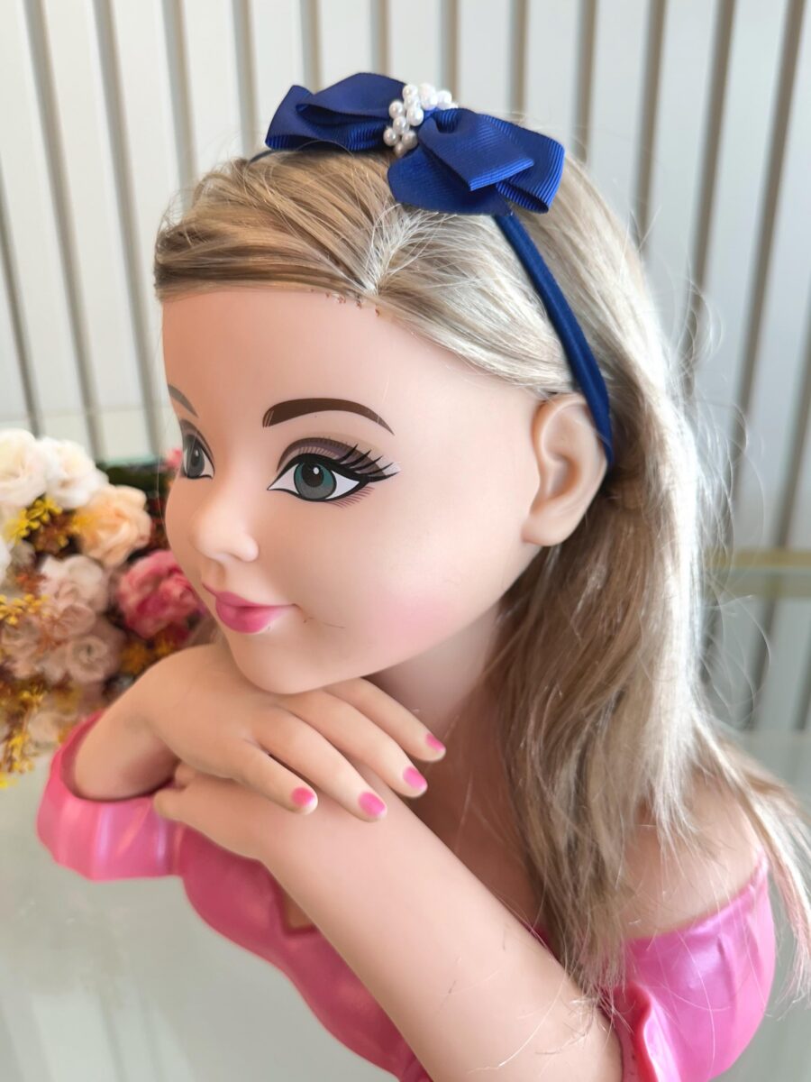 Faixinha de Cabelo Bebê Fofura Laço de Gorgurão com Pérolas