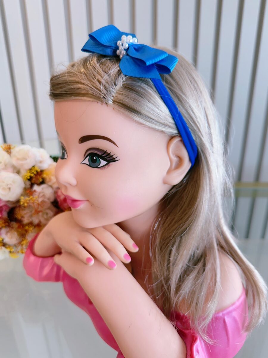 Faixinha de Cabelo Bebê Fofura Laço de Gorgurão com Pérolas