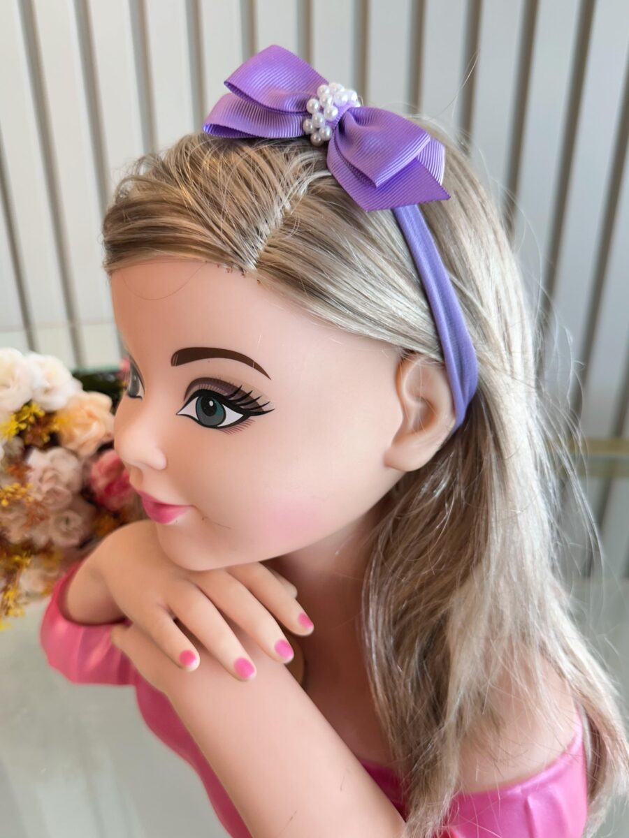 Faixinha de Cabelo Bebê Fofura Laço de Gorgurão com Pérolas