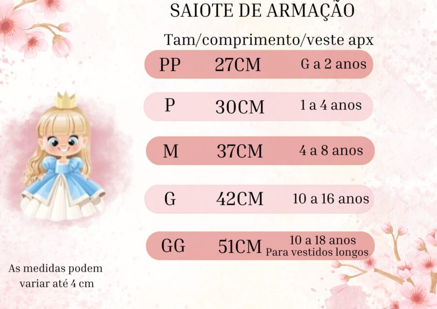 Saiote de Armação Infantil Daminha Anágua Tule Branco