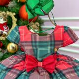 Vestido Infantil Natal Banana Club Xadrez Vermelho e Verde
