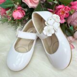 Sapatilha Infantil Doce Pé Lili Branca Flores e Strass