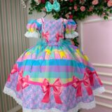 Vestido Junino Infantil Marie Arraiá da Paz Lilás