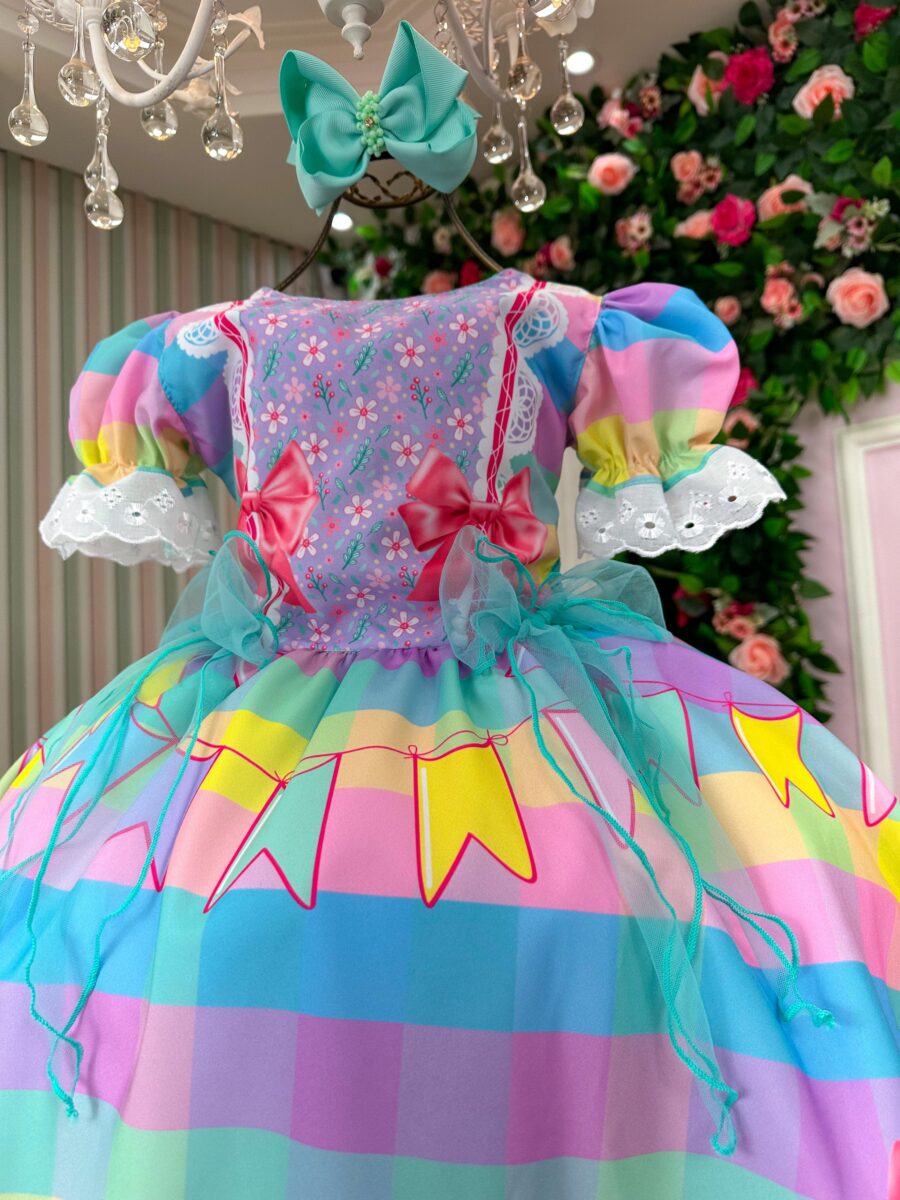 Vestido Junino Infantil Marie Arraiá da Paz Lilás