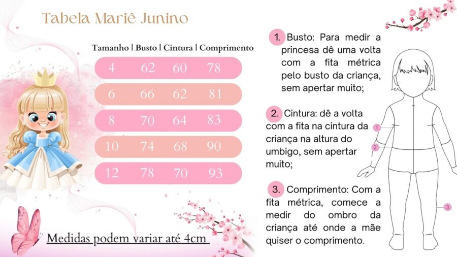 Vestido Junino Infantil Marie Arraiá da Paz Lilás