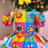 Vestido Junino Infantil Marie Quermesse Elegante Pink