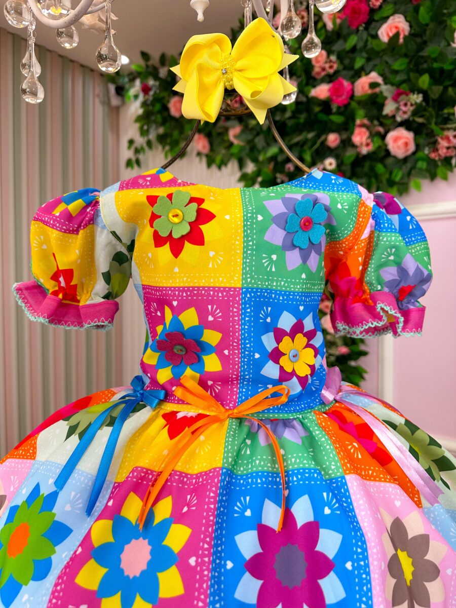 Vestido Junino Infantil Marie Quermesse Elegante Pink