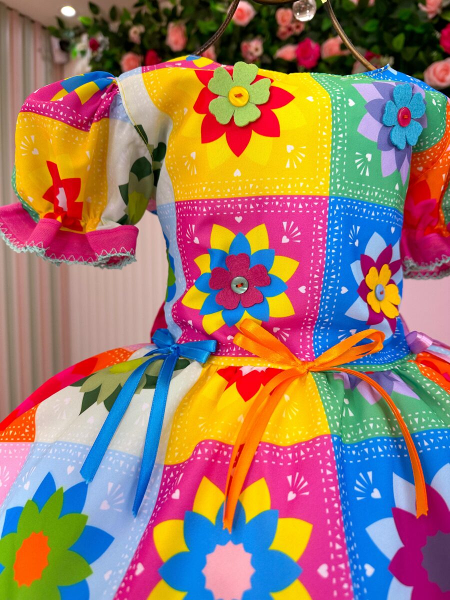 Vestido Junino Infantil Marie Quermesse Elegante Pink