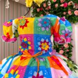 Vestido Junino Infantil Marie Quermesse Elegante Pink