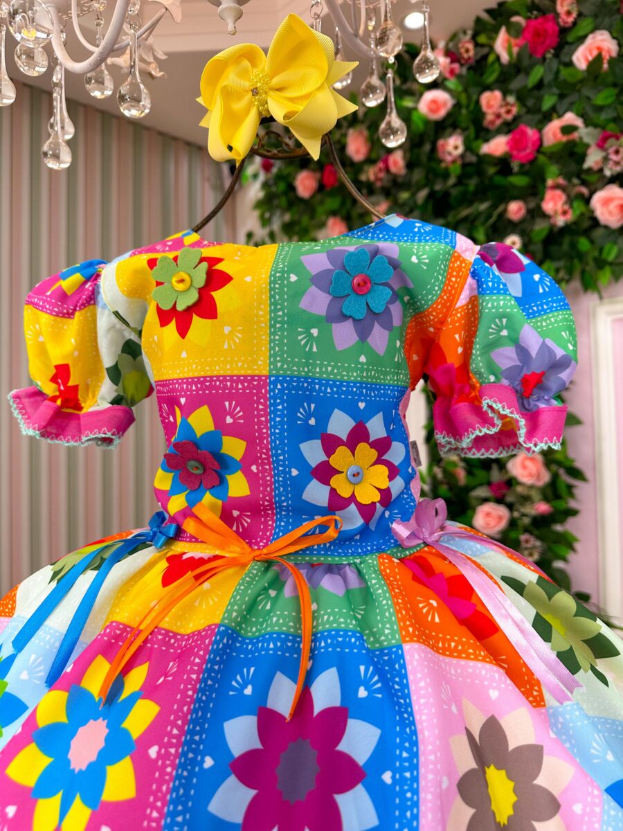 Vestido Junino Infantil Marie Quermesse Elegante Pink
