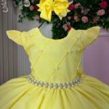 Vestido Infantil Francine Ysa Kids Amarelo Matelassê Pérolas