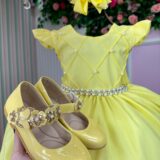 Vestido Infantil Francine Ysa Kids Amarelo Matelassê Pérolas