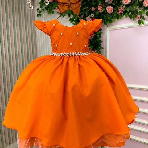 Vestido Infantil Francine Ysa Kids Terracota Matelassê