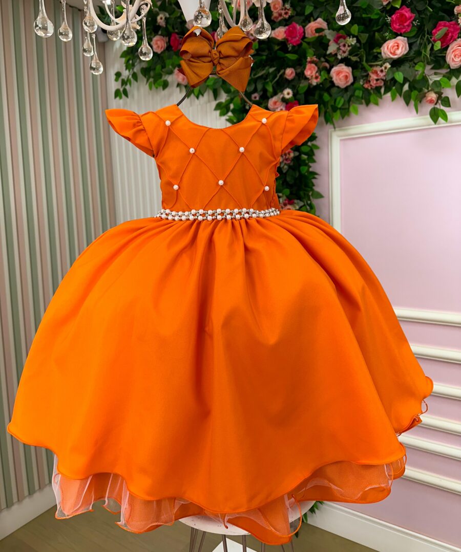 Vestido Infantil Francine Ysa Kids Terracota Matelassê