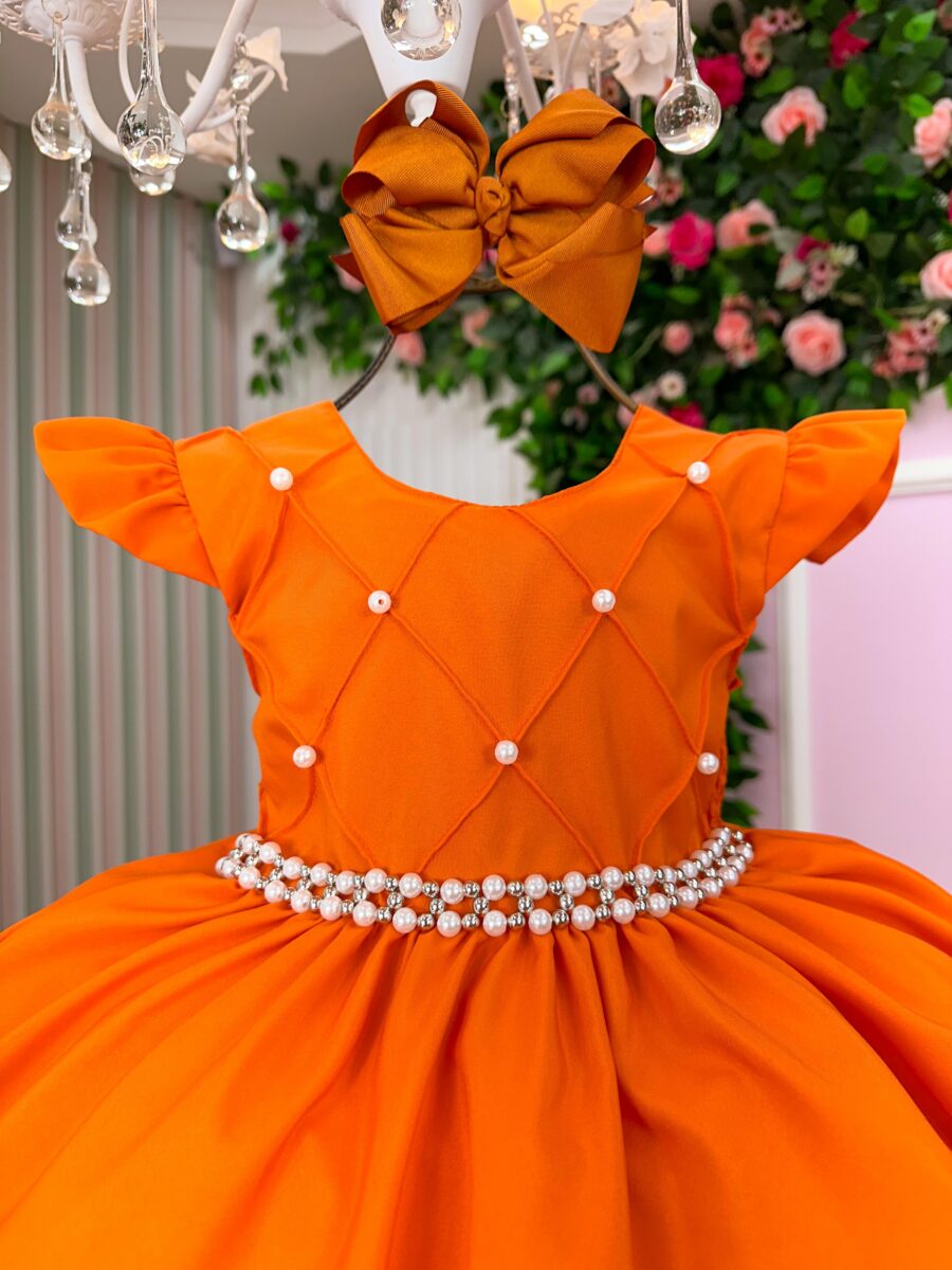 Vestido Infantil Francine Ysa Kids Terracota Matelassê