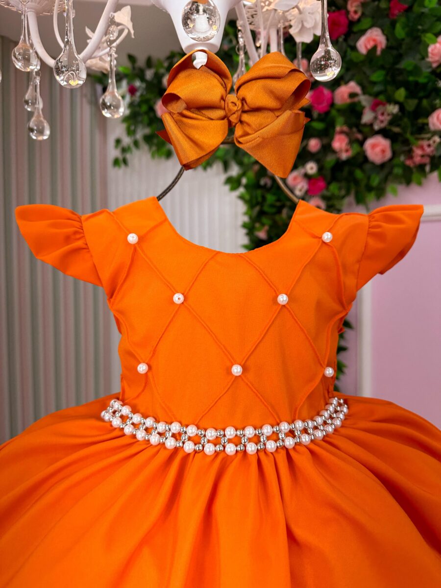 Vestido Infantil Francine Ysa Kids Terracota Matelassê