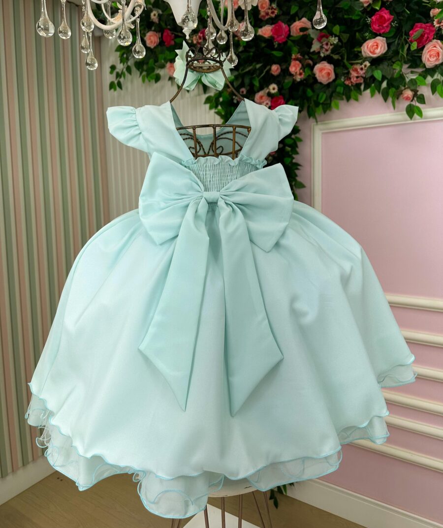 Vestido Infantil Francine Ysa Kids Verde Claro Matelassê