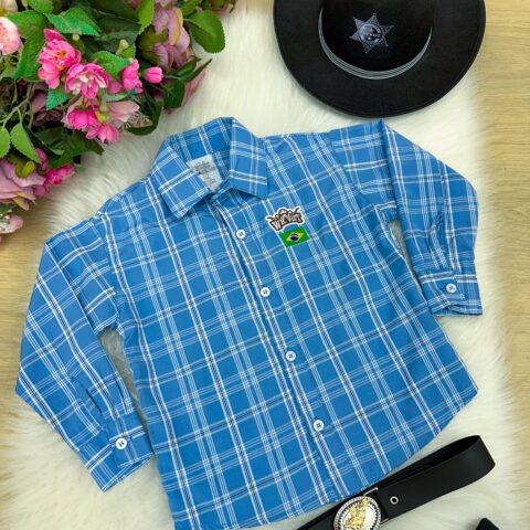 Camisa Junina Infantil Rodeio Miss Cherry Alan com Cinto