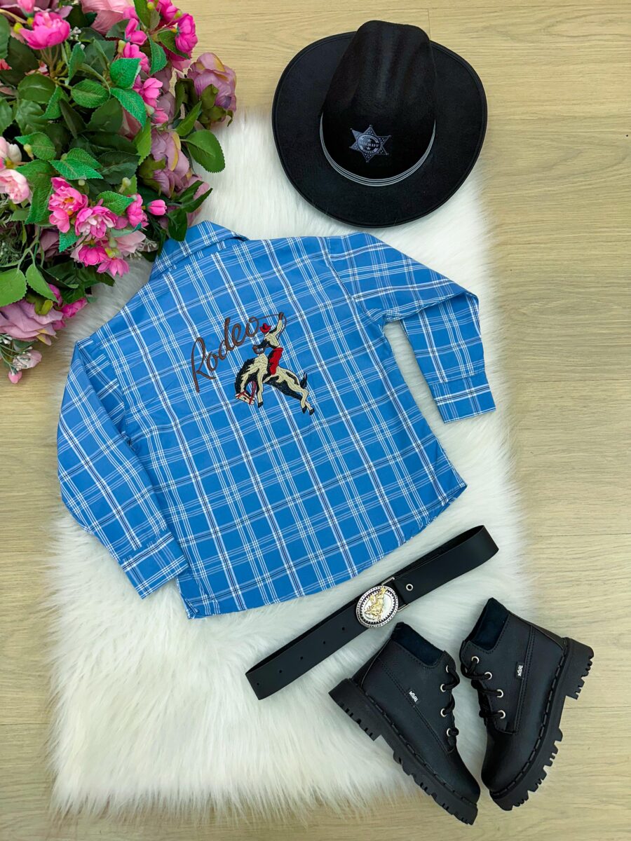 Camisa Junina Infantil Rodeio Miss Cherry Alan com Cinto