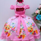 Vestido Infantil Ice Cream Rosa Chiclete