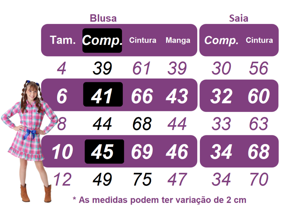 Conjunto Junino Infantil Camisa Vermelha e Saia Xadrez