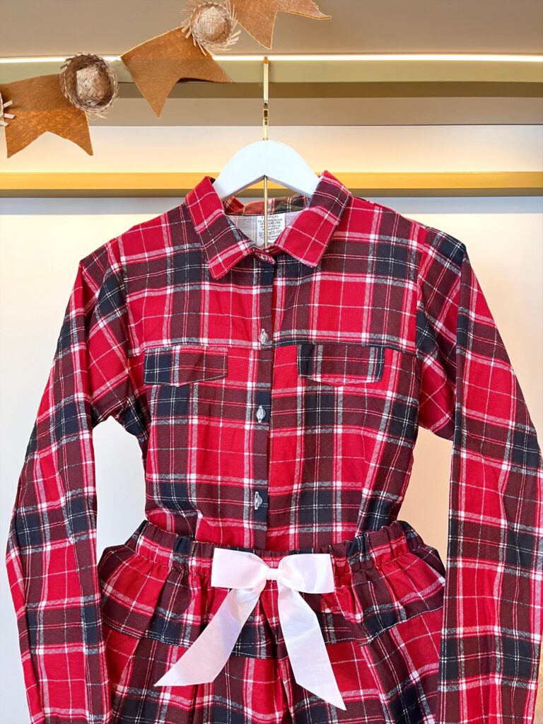 Conjunto Junino Adulto Flanela Camisa e Saia Xadrez