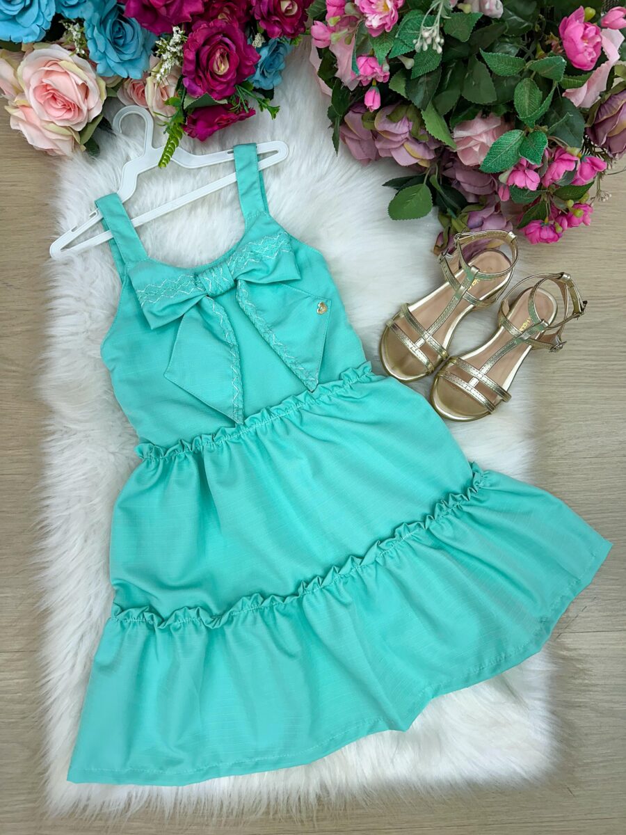 Vestido Infantil Blogueirinha Lola Verde Tiffany